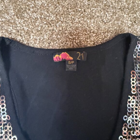 Forever 21 Silver Sequin Knit Tank Top Womens Small Stretch Scoop Holiday Dance - Picture 6 of 13